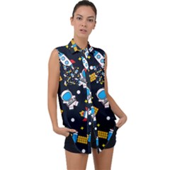 Sleeveless Chiffon Button Shirt 