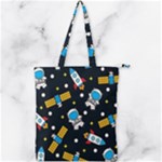 Seamless-adventure-space-vector-pattern-background Double Zip Up Tote Bag