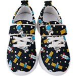 Seamless-adventure-space-vector-pattern-background Kids  Velcro Strap Shoes