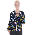 Seamless-adventure-space-vector-pattern-background Casual Zip Up Jacket