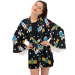 Seamless-adventure-space-vector-pattern-background Long Sleeve Kimono