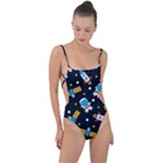 Seamless-adventure-space-vector-pattern-background Tie Strap One Piece Swimsuit