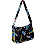 Seamless-adventure-space-vector-pattern-background Zip Up Shoulder Bag