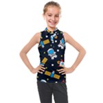 Seamless-adventure-space-vector-pattern-background Kids  Sleeveless Polo Tee