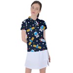 Seamless-adventure-space-vector-pattern-background Women s Polo Tee