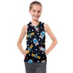 Seamless-adventure-space-vector-pattern-background Kids  Sleeveless Hoodie