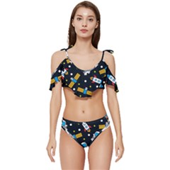 Ruffle Edge Tie Up Bikini Set	 