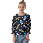 Seamless-adventure-space-vector-pattern-background Kids  Cuff Sleeve Top