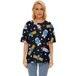 Seamless-adventure-space-vector-pattern-background Oversized Basic Tee