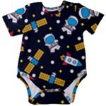 Seamless-adventure-space-vector-pattern-background Baby Short Sleeve Bodysuit