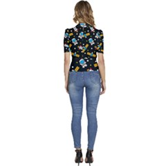 Puffed Short Sleeve Button Up Jacket 