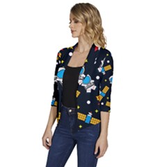 Women s Draped Front 3/4 Sleeve Shawl Collar Jacket 