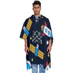 Seamless-adventure-space-vector-pattern-background Men s Hooded Rain Ponchos