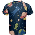 Seamless-pattern-with-funny-aliens-cat-galaxy Men s Cotton Tee