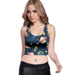 Seamless-pattern-with-funny-aliens-cat-galaxy Racer Back Crop Top