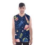 Seamless-pattern-with-funny-aliens-cat-galaxy Men s Basketball Tank Top