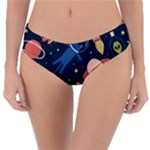 Seamless-pattern-with-funny-aliens-cat-galaxy Reversible Classic Bikini Bottoms