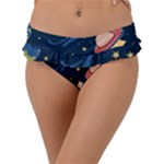 Seamless-pattern-with-funny-aliens-cat-galaxy Frill Bikini Bottoms