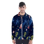 Seamless-pattern-with-funny-aliens-cat-galaxy Men s Windbreaker