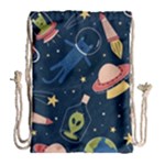 Seamless-pattern-with-funny-aliens-cat-galaxy Drawstring Bag (Large)