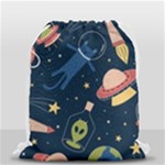 Seamless-pattern-with-funny-aliens-cat-galaxy Drawstring Bag (Small)