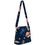 Seamless-pattern-with-funny-aliens-cat-galaxy Zipper Messenger Bag