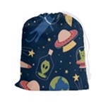 Seamless-pattern-with-funny-aliens-cat-galaxy Drawstring Pouch (2XL)