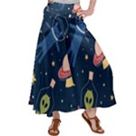 Seamless-pattern-with-funny-aliens-cat-galaxy Women s Satin Palazzo Pants