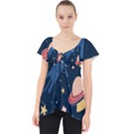 Seamless-pattern-with-funny-aliens-cat-galaxy Lace Front Dolly Top