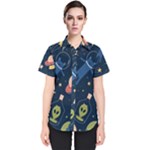 Seamless-pattern-with-funny-aliens-cat-galaxy Women s Short Sleeve Shirt
