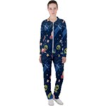 Seamless-pattern-with-funny-aliens-cat-galaxy Casual Jacket and Pants Set