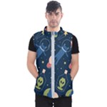 Seamless-pattern-with-funny-aliens-cat-galaxy Men s Puffer Vest