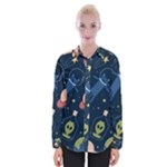 Seamless-pattern-with-funny-aliens-cat-galaxy Womens Long Sleeve Shirt