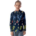 Seamless-pattern-with-funny-aliens-cat-galaxy Kids  Long Sleeve Shirt