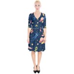 Seamless-pattern-with-funny-aliens-cat-galaxy Wrap Up Cocktail Dress