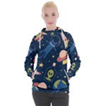 Seamless-pattern-with-funny-aliens-cat-galaxy Women s Hooded Pullover