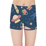 Seamless-pattern-with-funny-aliens-cat-galaxy Kids  Sports Shorts