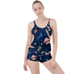 Seamless-pattern-with-funny-aliens-cat-galaxy Boyleg Tankini Set 