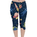 Seamless-pattern-with-funny-aliens-cat-galaxy Velvet Capri Leggings 