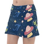 Seamless-pattern-with-funny-aliens-cat-galaxy Classic Tennis Skirt