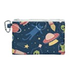 Seamless-pattern-with-funny-aliens-cat-galaxy Canvas Cosmetic Bag (Medium)