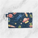 Seamless-pattern-with-funny-aliens-cat-galaxy Canvas Cosmetic Bag (Small)