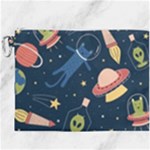 Seamless-pattern-with-funny-aliens-cat-galaxy Canvas Cosmetic Bag (XXXL)