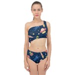 Seamless-pattern-with-funny-aliens-cat-galaxy Spliced Up Two Piece Swimsuit