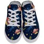 Seamless-pattern-with-funny-aliens-cat-galaxy Half Slippers