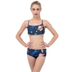Seamless-pattern-with-funny-aliens-cat-galaxy Layered Top Bikini Set