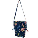 Seamless-pattern-with-funny-aliens-cat-galaxy Folding Shoulder Bag