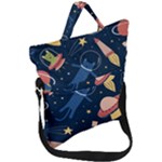 Seamless-pattern-with-funny-aliens-cat-galaxy Fold Over Handle Tote Bag