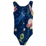 Seamless-pattern-with-funny-aliens-cat-galaxy Kids  Cut-Out Back One Piece Swimsuit