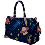 Seamless-pattern-with-funny-aliens-cat-galaxy Duffel Travel Bag